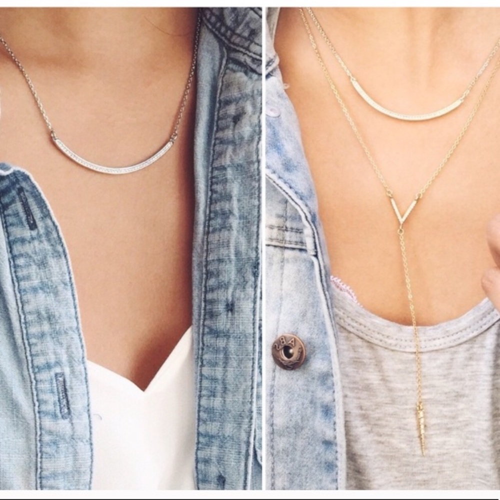 Chloe and Isabel Curved pave bar necklace